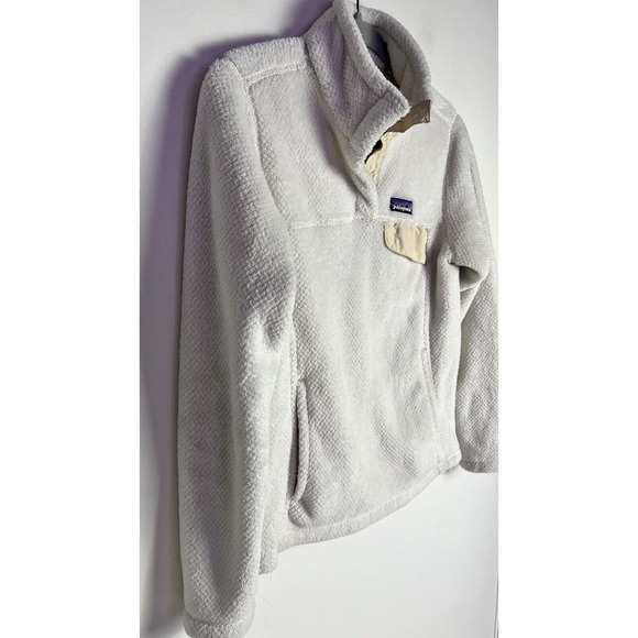 Patagonia Sweater Women Size Small Re-Tool Snap-T Fleece Pullover White Pockets - Picture 3 of 9